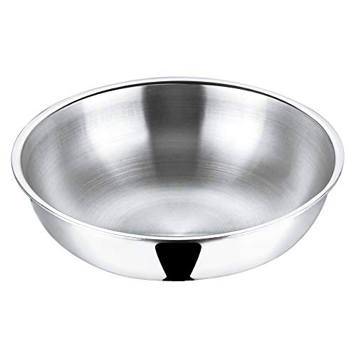 Vinod Platinum Triply Stainless Steel Tasla 2.5 litres Capacity (24 cm Diameter) | 2.5 L Triply Stainless Steel Tasla | 24 cm triply Stainless Steel Tasla, Silver (Induction and Gas Stove Friendly)