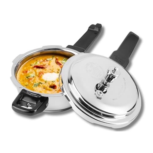 Vinod Stainless Steel Pressure Cooker 6 Litres | Also use as Deep Fry pan | Sandwich Bottom | Induction and Gas Stove Friendly | 2 Years Warranty | ISI and CE certified | Silver