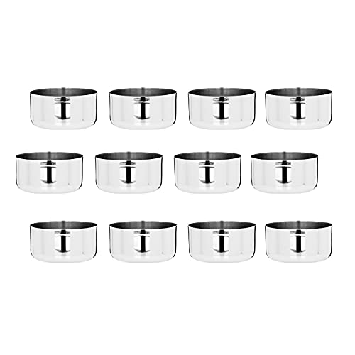 Vinod Stainless Steel Vati/Katori, Set of 12 pcs, Capacity 200 ml, Smokey Gray, Medium (VINODVATI5212)