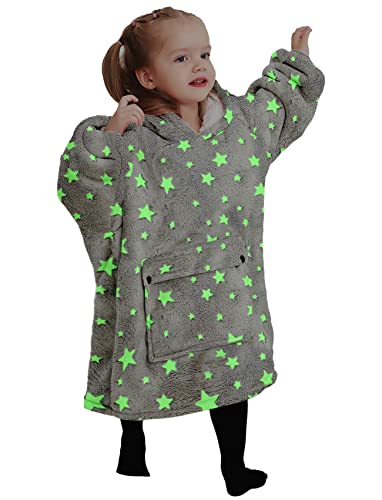 Wearable Blanket Hoodie for Kids Toddlers 2-6YR Sherpa Blanket Sweatshirt with Pocket Little Girls Boys