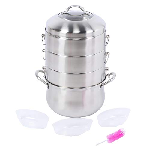 Wedinard Food Steamer, 4 Layer Steamer Pot, Stainless Steel Composite Bottom Meat for Steaming Rice Electric Stove Induction Cooker Gas Stove Dumpling