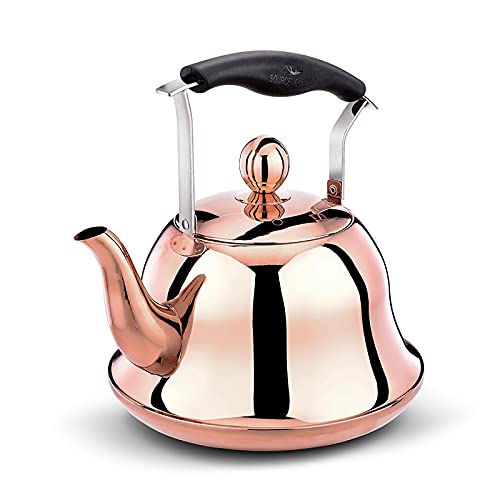 Whistling Tea Kettle Stainless Steel Gooseneck Coffee Kettle Fast Heating Stovetop Kettle with Anti-Hot Handle, for Stovetops Gas Electric Induction