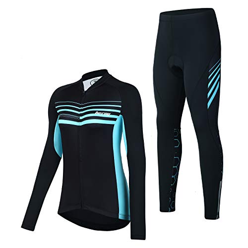Women Cycling Jerseys with Three Pockets,Bike Jerseys for Girls(S Blue)
