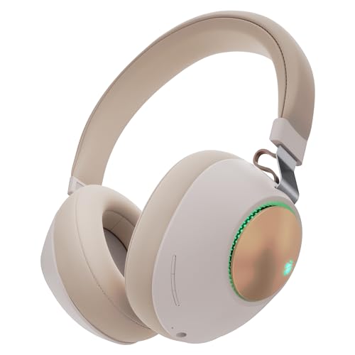 ZEBRONICS Duke Wireless Headphone with Up to 60h Backup, Supports Bluetooth, Dual Pairing, Gaming Mode, Environmental Noise Cancellation (ENC), LED Lights, Deep Bass, Voice Assistant Support (Beige)