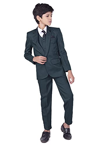 Z&G Trends Solid 4 Piece Coat Suit Set for Boys (Bottle Green, 12)