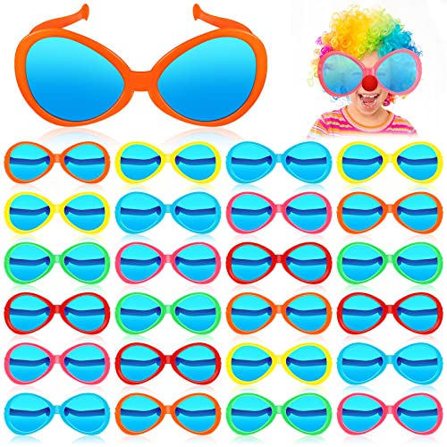 Zhengmy 24 Pcs Jumbo Sunglasses Giant Bulk Plastic Funny Clown Oversized Party Novelty Glasses Costume for Adults Kids Photo Prop, Red, Yellow, Blue, Green, Pink, Orange, 12.99*10.24*5.51 inches