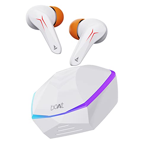 boAt Immortal 121 TWS Earbuds with Beast™ Mode(40ms Low Latency) for Gaming, 40H Playtime, Blazing LEDs, Quad Mics ENx Signature Sound, ASAP™ Charge(10 Mins= 180 Mins)(White Sabre)