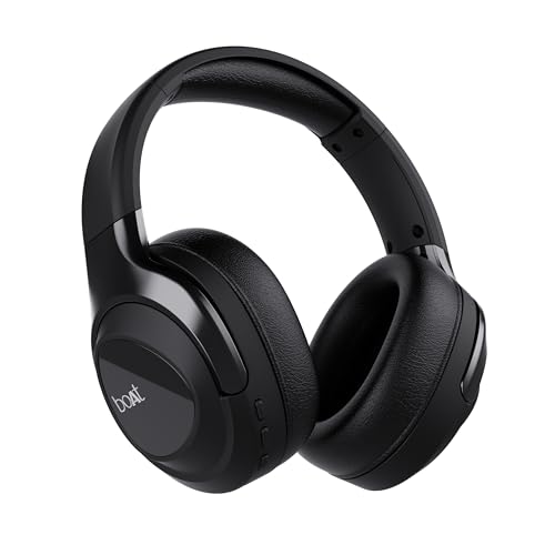 boAt Newly Launched Nirvana Eutopia Bluetooth Headphones with Head Tracking Function, Spatial Audio, Up to 20 HRS Playtime, ENx™ Tech, ASAP™ Charge, Hearables App(Android only)(Primia Black)