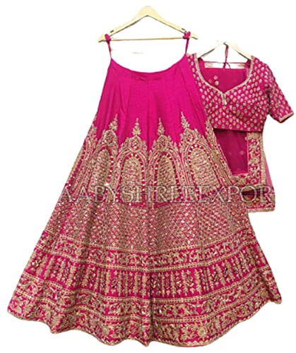 infloura Wedding Speciel Colour Lehenga Choli Set For Girls And Womens Made By Malay Satin Silk Fabric (Pink)