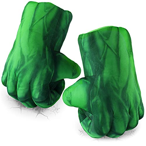 neexan Superhero Hands for Superhero Birthday Party, Soft Plush Kids Superhero Toys for Christmas, Halloween, Birthday, Party Gifts (1 Pair Green)
