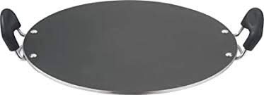 vinod Aluminium Nonstick Zest Pathri Round Tawa Both Side Handles (31.5cm_Black)