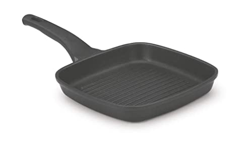 vinod cookware Induction Base Aluminium Grill Pan, 24 cm, Black