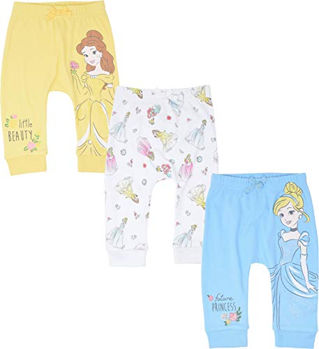 Disney Princess Baby Girls 3 Pack Pants Cinderella Belle Ariel Aurora 18 Months