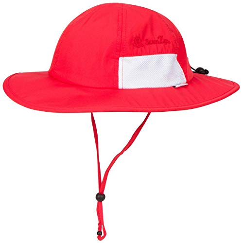 SwimZip Unisex Child Wide Brim Sun Protection Hat UPF 50 Adjustable,Red,2-8 Years