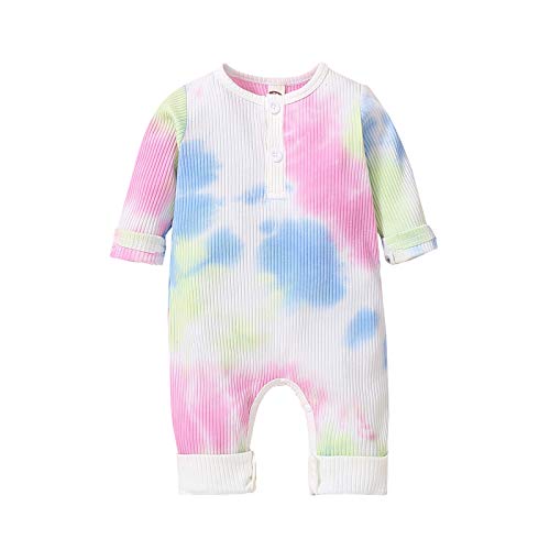 ToodiiIN Jumpsuit for Kids, Newborn Infant Baby Boy Girl Long Sleeve Rainbow Tie-Dye Romper Clothes