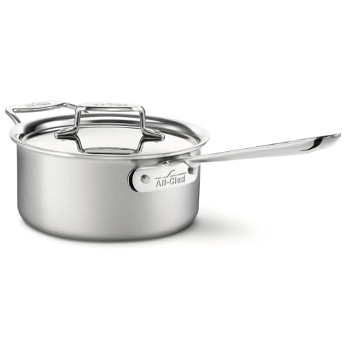 All-Clad BD55203 D5 Brushed 18/10 Stainless Steel 5-Ply Bonded Dishwasher Safe Sauce Pan with Lid Cookware, 3-Quart, Silver