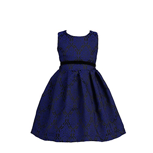 Angels Garment Baby Girls Royal Blue Pleated Jacquard Christmas Dress 12M