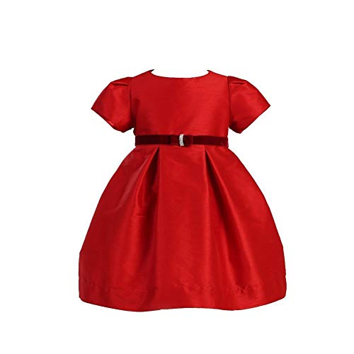 Angels Garment Baby Girls Velvet Ribbon Brooch Red Christmas Dress 24M