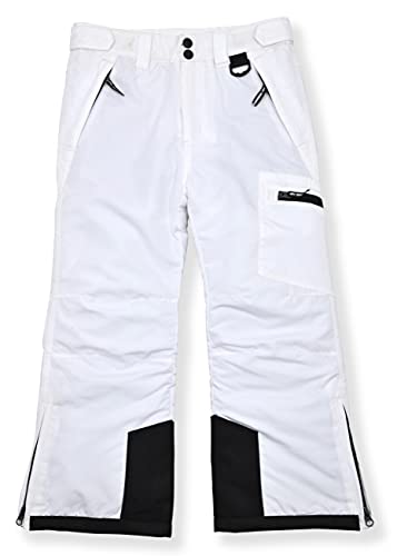 Arctic Quest Childrens Water Resistant Insulated Ski Snow Pants, White, 5-6