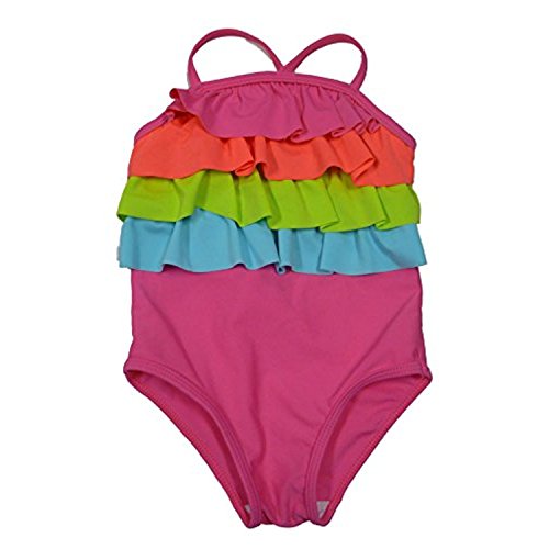 Baby Buns Infant & Toddler Girls 1 Piece Ruffled Pink Swimming Suit 12m