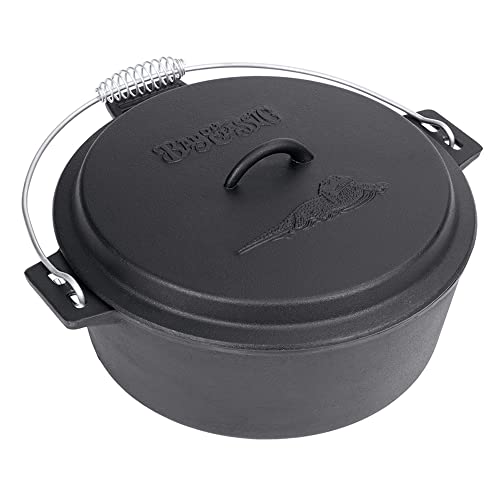 Bayou Classic 7410 Cast Iron Chicken Fryer with Dutch Oven Lid, 10 Quart, Black