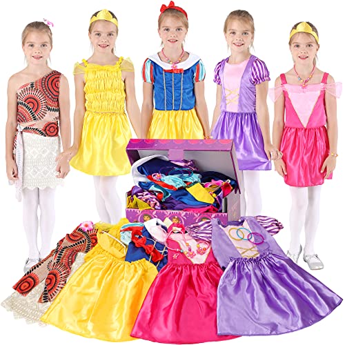 BiBiblack Girls Princess Costume Dress up Trunk for Kids Ages 3-6 Years (3-6 Years- Girls Dress up Trunk) Pink