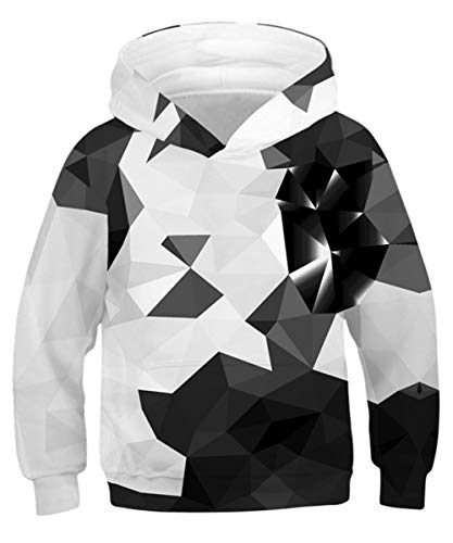 Boys Girls Sweatshirts 11 12-13 Years Old Cool Hoodies Fashion Paint Black and White Loose fit Pullover Hoodie