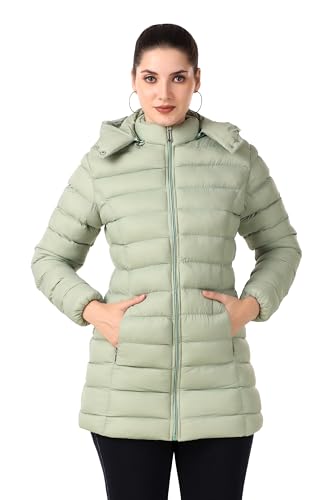 Brazo Latest Long Puffer Full Sleeve Winter Jacket For Women and Winter Jacket for Girl. Coat Jacket/Long Jacket/Water Resistant Jacket for Woman with Hood for keep you warm (XL, Pista)