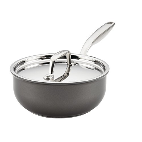 Breville Thermal Pro Hard-Anodized Nonstick 2-1/2 quart Covered Saucier, Medium, Gray