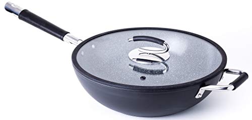 Ceramic Wok with Natural Nonstick Coating, Lid Included - by DaTerra Cucina