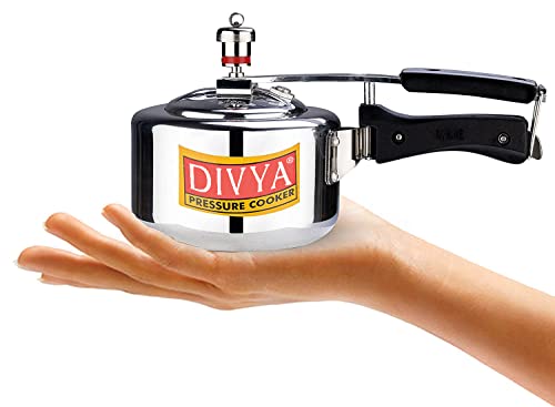 DIVYA 1 Litre Base Flat Aluminium Inner Lid Pressure Cooker, Silver