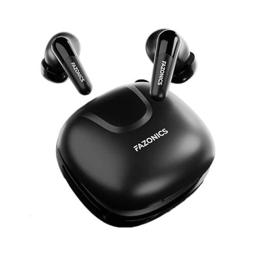 FAZONICS Newly Launched CHILL Wave 3 TWS Earbuds,60 HRS Playback,ThunderFlow™ Charge,50ms Low Latency Gaming,FNP™ Tech,Quad Mics with AENx™(ANC+ENC) USB-C Port/Wireless Charging & IPX5(Matte Black)