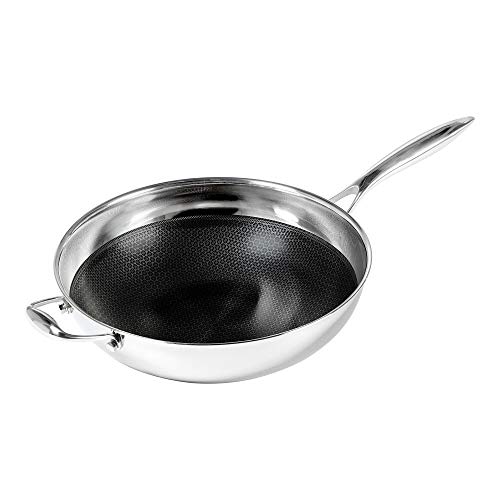 Frieling Black Cube Hybrid Stainless/Nonstick Cookware Wok with Helper Handle, 12 1/2-Inch