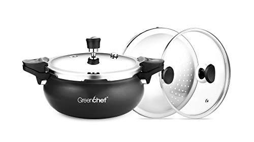 GreenChef Aluminium Pressure Cooker, 3 Ltrs (Black)