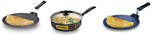 Hawkins Futura 3.25ltr Curry Pan, Non Stick Saute Pan with Glass Lid &Hawkins Futura Nonstick Dosa Tava, Diameter 30 cm, 4.88 mm &Hawkins Futura Nonstick Dosa Tava, Diameter 28 cm, 4.88 mm