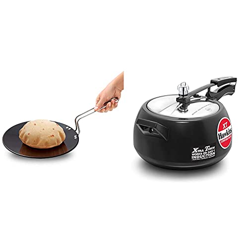 Hawkins Futura Hard Anodised Induction Compatible Roti Tava, Diameter 26 cm, Thickness 4.88 mm, Black (IART26) Contura Black XT Induction Compatible Pressure Cooker, 5 Litre, Black (CXT50)