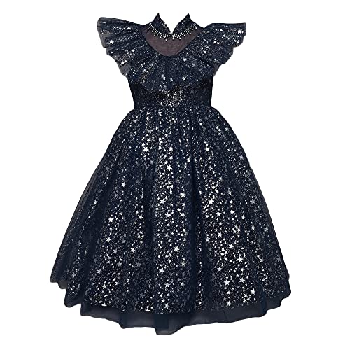 Hopscotch Girls Maxi Polyester Solid Gown in Navy Color for Ages 8-9 Years (SRS-4134402)