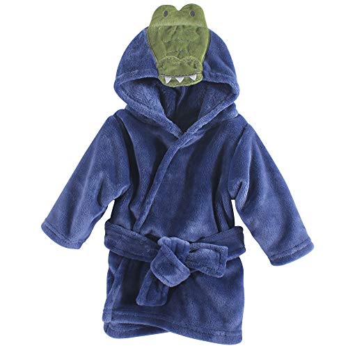 Hudson Baby Unisex Baby Plush Animal Face Robe, Alligator, One Size, 0-9 Months