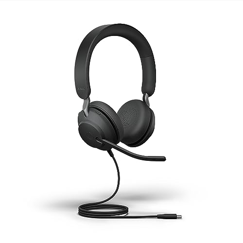 Jabra Evolve2 40 SE Wired Stereo Noise-Cancelling Headset - Features 3-Mic Call Technology and USB-C Cable - Works with All Leading Unified Communications Platforms Such as Zoom & Google Meet - Black