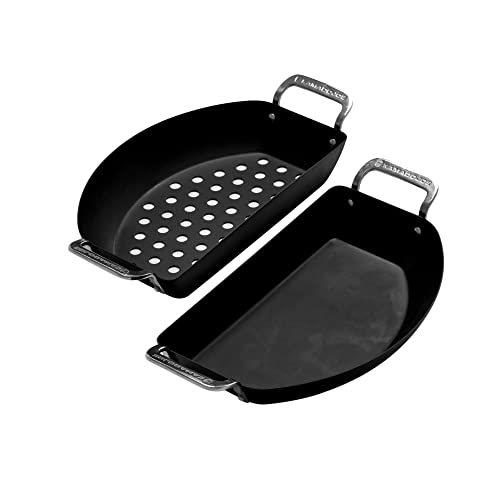 Kamado Joe KJ15124822 Karbon Steel Set Half-Moon Pan, Black