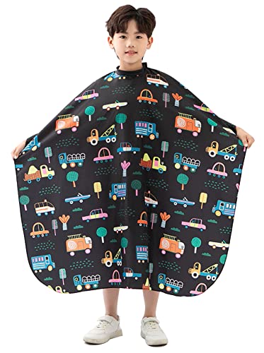 Kids Hair Cutting Cape, Cute Cars Pattern, Barber Haircut Cape Cover for Children, Baby, Toddler, Boys Salon Hair Cut Capes