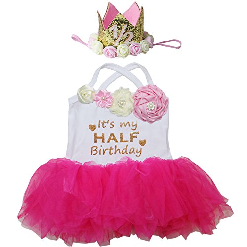 Kirei Sui Baby Half Birthday Tulle Tutu Bodysuit Tutu M Hot Pink