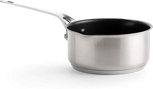 KitchenAid Stainless Steel PFAS-Free Ceramic Non-Stick 16 cm/1.5 Litre Saucepan, Clad, Induction, Oven Safe, Silver