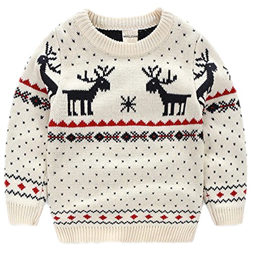 MULLSAN® Children's Fireplace Lovely Sweater for Christmas Best Gift, White, 3T