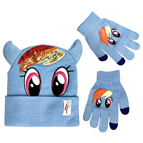 My Little Pony Winter Beanie Hat with Matching Glove Set Rainbow Dash Character [4015]