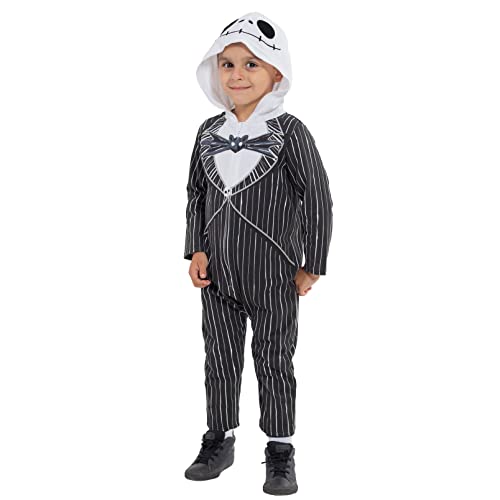 Nightmare Before Christmas Jack Skellington Toddler Boys Hooded Costume Coverall Black 2T