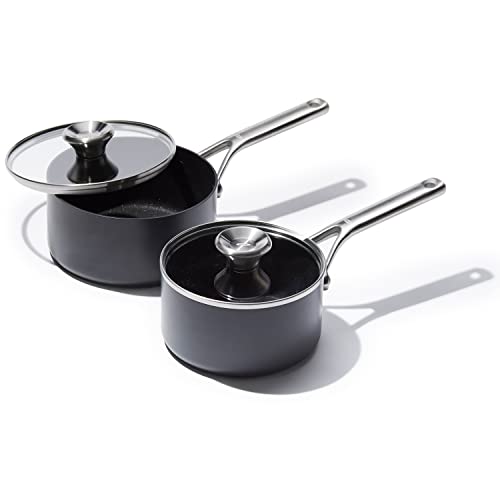 OXO Pro Professional Ceramic Non-Stick, 4-Piece Saucepan Set, Black