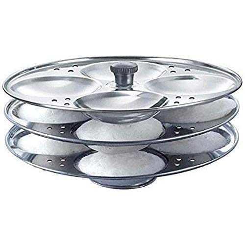 PANCA Stainless Steel Non Stick Idli Plates Idli Maker| Idli Stand with Holes for Pressure Cooker, 3 Plate