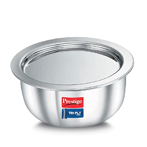 Prestige Aluminium Tri-Ply Tope Cookware With Lid 3.1 L- 20Cm Silver,Non-Stick, 3.1 Liter