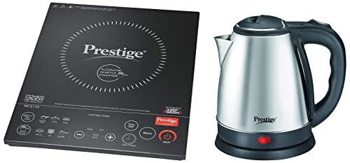 Prestige PIC 6.1 V3 2200-Watt Induction Cooktop (Black) & PKOSS 1.8-L 1500W Electric Kettle (Not Suitable for Boiling Milk, Silver)